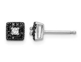 1/8 Carat (ctw) Black & White Diamond Solitaire Stud Earrings in Sterling Silver